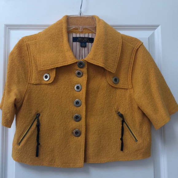 Mustard Gold Wool Blend Crop Jacket - Picture 2 of 5